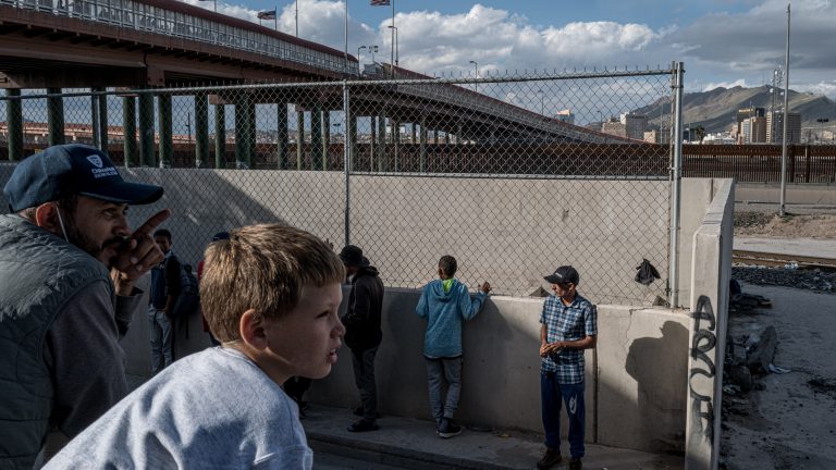 Migrants waiting near border with the United States in Ciudad Juárez, Mexico.